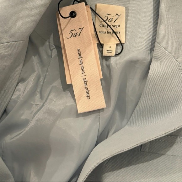 Cinq a Sept Louisa Peak Stretch Fitted Ruched Sleeve Denim Blazer Size 4 NEW - Picture 11 of 11